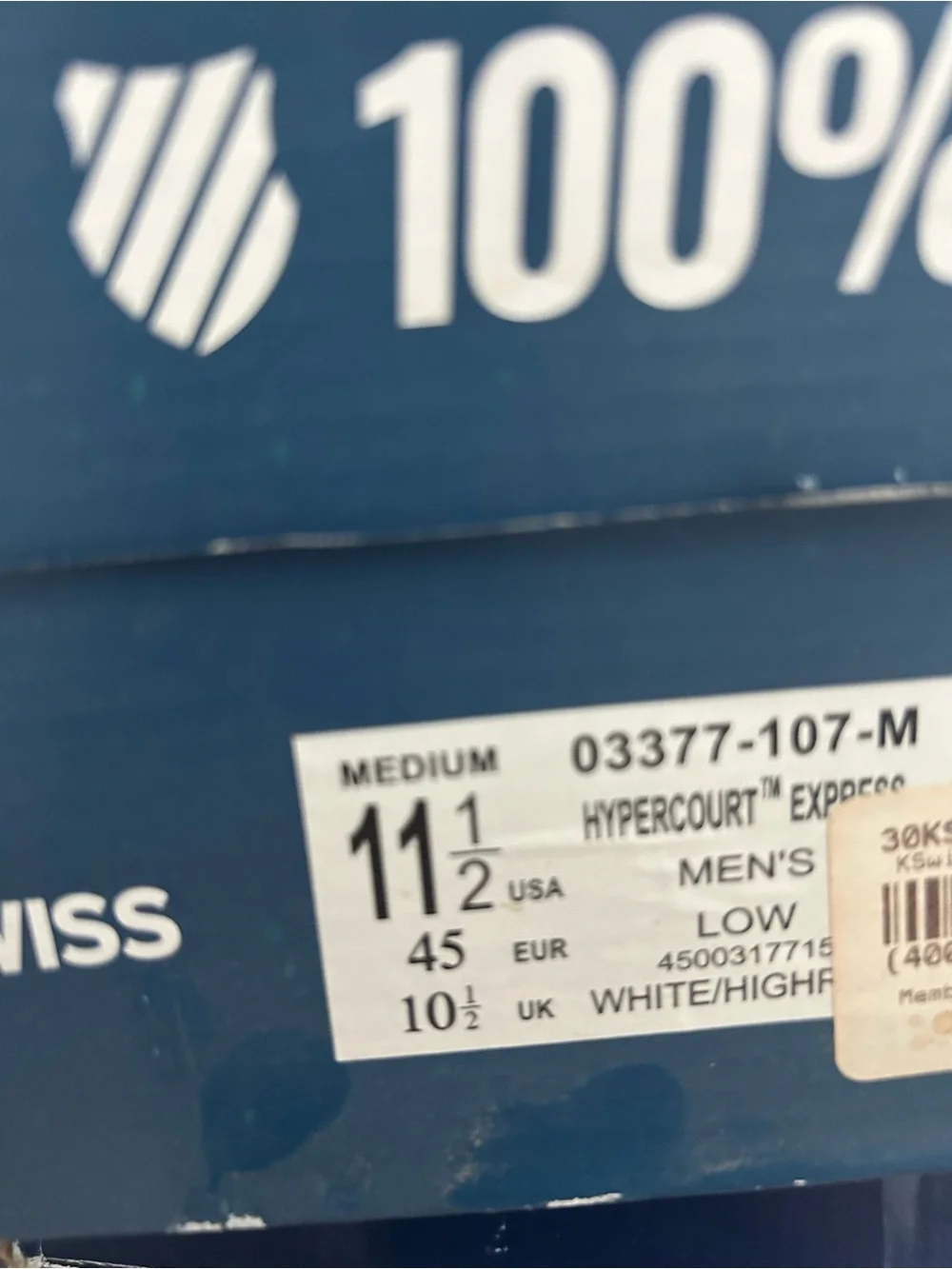Brand New K Swiss Men's Hypercourt™ Express Tennis Court Shoes in White